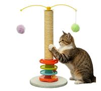 Cat Scratcher - Interactive Tall Self Groomer, Scratching Post | Indoor Claw Grinder Activity Toy For Adult Cats Kitten Playing Exercise Furniture Protection Floor Enrichment