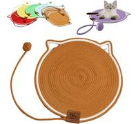 Cat Scratcher, Round Cat Scratch Pad, Cat Play Mat Interactive, Cat Scratching Pad with Ball, Hangable Cat Bed Mat Wall Furniture Protector, Dual Scratching Pads for Indoor Cats Dogs (Brown,Small)