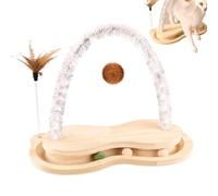Cat Scratcher | Turntable Wooden Cat Scratcher | Wooden Arch Cat Scratcher Toy with Rotating Turntable | Engaging Pet Ball Track Scratching Board for Indoor Cats and Small Dogs