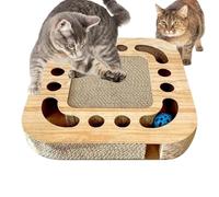 Cat Scratching Board, Cardboard Cat Scratcher, 33 X 5.5inch, Interactive Scratch Toy, Play Track with Bell Balls for Indoor, Home, Living Room, Bed, Hallway, Pet Area, Playroom, Furniture Protection