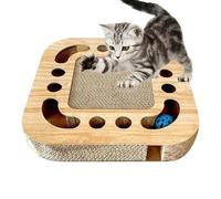 Cat Scratching Board, Cardboard Scratch Pad, 33x33x5.5cm Interactive Pet Toy, Built-In Track with 2 Bell Balls, Claws Textured, for Indoor Play Furniture Floor Protection Home Use