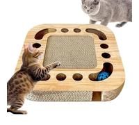 Cat Scratching Board, Cardboard Scratcher Toy, Interactive Pet Scratch Pad with Bell Ball Track, Furniture Protector and Claw Care Toy for Indoor, Home, 33 X 33 X 5.5 Cm