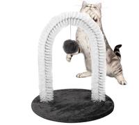 Cat Self Groomer, Self Grooming Arch Brush, Shedding Hair Remover Tool with Scratching Pad, no deslizante, masaje de juguete, ideal para protección de muebles, Daily Pet Care, azul, Dark Coffe