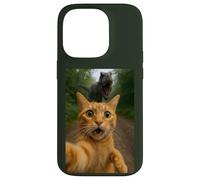 Cat Selfie Escape from Dinosaur Funny for Kids Teens Adult Carcasa para iPhone 14 Pro