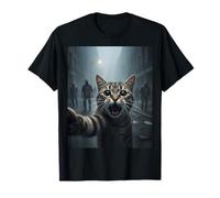 Cat Selfie Escape from Zombi Funny for Kids Teens Adult Camiseta