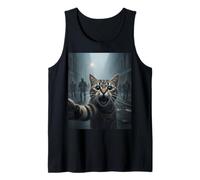 Cat Selfie Escape from Zombi Funny for Kids Teens Adult Camiseta sin Mangas