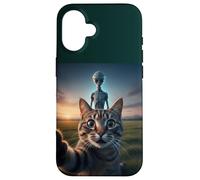 Cat Selfie with Alien on The Back Funny for Kids Teens Adult Carcasa para iPhone 16