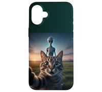 Cat Selfie with Alien on The Back Funny for Kids Teens Adult Carcasa para iPhone 16 Plus