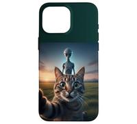 Cat Selfie with Alien on The Back Funny for Kids Teens Adult Carcasa para iPhone 16 Pro MAX