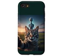 Cat Selfie with Alien on The Back Funny for Kids Teens Adult Carcasa para iPhone SE (2020) / 7/8