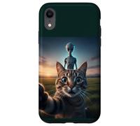 Cat Selfie with Alien on The Back Funny for Kids Teens Adult Carcasa para iPhone XR