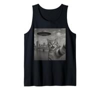Cat Selfie With Alien UFO Shirt New Orleans Cat UFO Invasion Camiseta sin Mangas