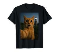 Cat Selfie with Alien with White Eyes Funny for Kids Adults Camiseta
