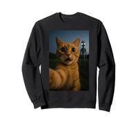 Cat Selfie with Alien with White Eyes Funny for Kids Adults Sudadera
