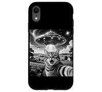 Cat Selfie with Aliens UFO Funny Cats Alien Abduction Carcasa para iPhone XR