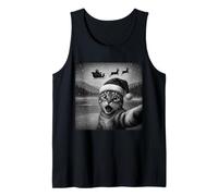 Cat Selfie with Santa Funny Christmas Men Women Kids Camiseta sin Mangas