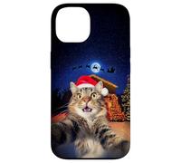 Cat Selfie with Santa, Reindeer, and Sleigh Funny Christmas Carcasa para iPhone 14