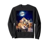Cat Selfie with Santa, Reindeer, and Sleigh Funny Christmas Sudadera