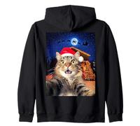 Cat Selfie with Santa, Reindeer, and Sleigh Funny Christmas Sudadera con Capucha