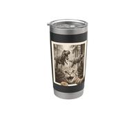 Cat Selfie with T-Rex Dinosaur Funny Cat Vaso térmico de acero inoxidable de doble pared