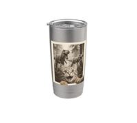 Cat Selfie with T-Rex Dinosaur Funny Cat Vaso térmico de acero inoxidable de doble pared