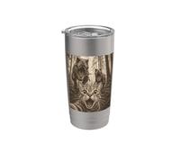 Cat Selfie with T-Rex Dinosaur Funny Cat Vaso térmico de acero inoxidable de doble pared