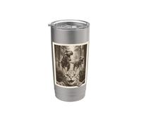 Cat Selfie with T-Rex Dinosaur Funny Cat Vaso térmico de acero inoxidable de doble pared