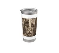 Cat Selfie with T-Rex Dinosaur Funny Cat Vaso térmico de acero inoxidable de doble pared