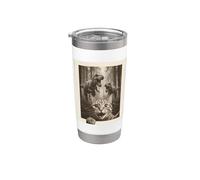 Cat Selfie with T-Rex Dinosaur Funny Cat Vaso térmico de acero inoxidable de doble pared