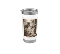 Cat Selfie with T-Rex Dinosaur Funny Cat Vaso térmico de acero inoxidable de doble pared