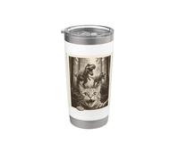 Cat Selfie with T-Rex Dinosaur Funny Cat Vaso térmico de acero inoxidable de doble pared