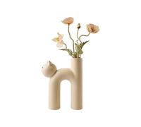 Cat-shaped ceramic vase, cute tube-shaped cat vase decoration, suitable for living room, office, bedroom, and can also be used as a decorative gift fo