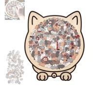 Cat Shaped Puzzle, 135-piece Colored Cat Shaped Wooden Jigsaw Puzzle, Challenging Irregular Jigsaw, Framed by Adorable Cats Outline Puzzles, for Cats Lovers Gift
