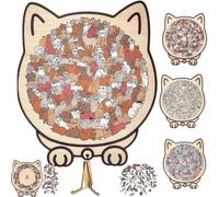 Cat Shaped Puzzle | 135-piece Colored Cat Shaped Wooden Jigsaw Puzzle | Framed by Adorable Cats Outline Puzzles | Animal Cats Wooden Puzzles Pieces Decor for C-at Lovers