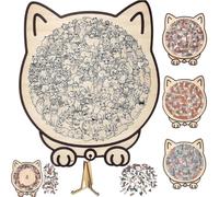 Cat Shaped Puzzle | 135-piece Colored Cat Shaped Wooden Jigsaw Puzzle | Framed by Adorable Cats Outline Puzzles | Animal Cats Wooden Puzzles Pieces Decor for C-at Lovers
