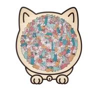 Cat Shaped Puzzle，135-Piece Colorful Cat-Shaped Wooden Puzzle, Perfect For Home Decor and Gifts. (Macaron Colors)