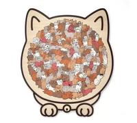 Cat Shaped Puzzle，135-Piece Colorful Cat-Shaped Wooden Puzzle, Perfect For Home Decor and Gifts. (Maillard Colors)