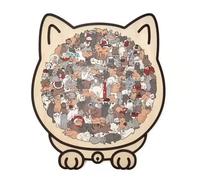 Cat Shaped Puzzle，135-Piece Colorful Cat-Shaped Wooden Puzzle, Perfect For Home Decor and Gifts. (Morandi Colors)