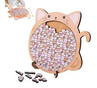 Cat Shaped Puzzle, Colored Cat/Dog Shaped Wooden Jigsaw Puzzle, Framed by Adorable Cats Outline Puzzles, Challenging Irregular Jigsaw, for Pets Lovers Creative Gift