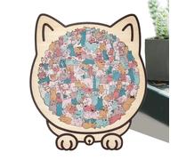 Cat Shaped Wooden Jigsaw - 135 piezas Animal Puzzle Escultura, Artistic Feline Design, Intricate Creative Brain Game | Relaxing Educational Toy For Adults Women Family Kids Lovers Home Decor