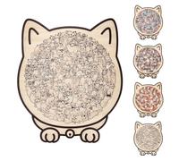 Cat-Shaped Wooden Puzzle, Challenging Irregular Puzzle, with Adorable Cats Outlines, Home Decor & Gift for Cat Lovers (Type D)