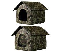 Cat Shelter - 12.99 Inch Folding Weatherproof Outdoor House for Warm Sleeping, Windproof Design with Insulated Function, Tent Bed for Stray Cats on Patio, Balcony, Garden, Portable Oxford Fabric