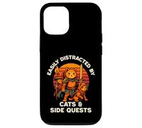 Cat Side Quest Funny Cats Mesa Gamer Nerd Hombres Mujeres Niños Carcasa para iPhone 12/12 Pro