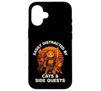 Cat Side Quest Funny Cats Mesa Gamer Nerd Hombres Mujeres Niños Carcasa para iPhone 16