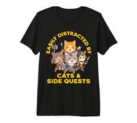 Cat Side Quest Funny Merch Fantasía Mesa Hombres Mujeres Niños Camiseta Premium