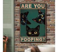 Cat Signs Bathroom Wall Decor Bathroom Signs Decor Funny Black Cat Gifts Bathroom Accessories Are You Pooping Cat Sign 8x12 Inches Cute Ba