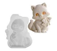 Cat Silicone Mold | 3D Cute Bow Tie Kitty Resin Soap Candle Casting Mold 7,3 × 2,5 × 9,3 cm Food Grade Flexible DIY Craft Tool For Soy Wax Epoxy Chocolate Handmade Gift | Home Decor Art Making Hobby