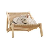 Cat Sisal Lounge Chair | Adjustable Cat Lounge Scratcher | Solid Wood Claw Sharpening Tools, Removable Pet Furniture for Indoor Outdoor Balcony Sunbathing Bedside Use