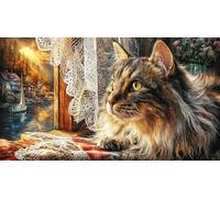 Cat-Sitting-by-Pink-Peonies-in-Countryside 1000 Piezas Puzzle Adultos Juego Familiar Desafiante Papel Reciclado para Adultos y niños de 12 años 70x50/1000pcs