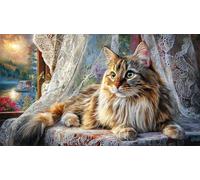 Cat-Sitting-by-Pink-Peonies-in-Countryside Puzzle de 1000 Piezas Reciclado Regalo Divertido Juego Familiar para Adultos y niños de 12 años en adelante 38x52/1000pcs